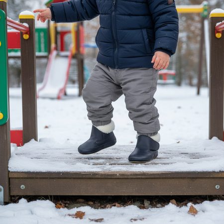 FRODDO ZIMNÍ CAPÁČKY FURRY WALKERS Dark Blue | Dětské první zateplené barefoot botičky