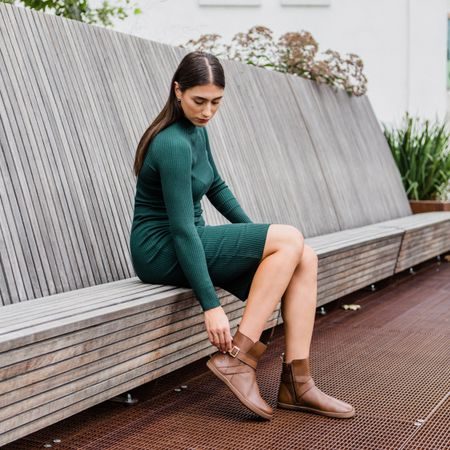 SHAPEN DIVINE Brown | Dámské barefoot kotníkové boty