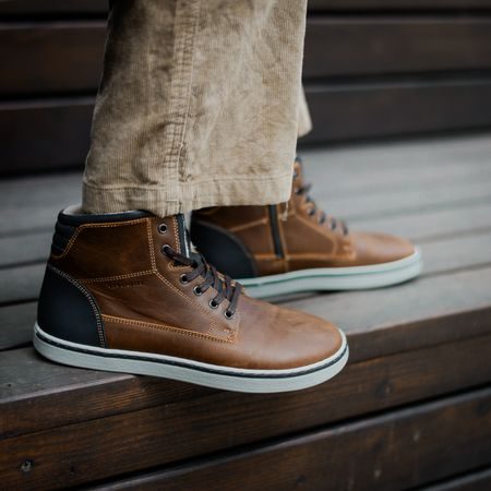 GROUNDIES AUSTIN Cognac/Navy | Pánské zimní zateplené barefoot boty
