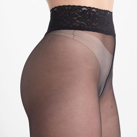 PUNČOCHY S KRAJKOVÝM PÁSEM NADOTEC KRÁSY 30 DEN Černá