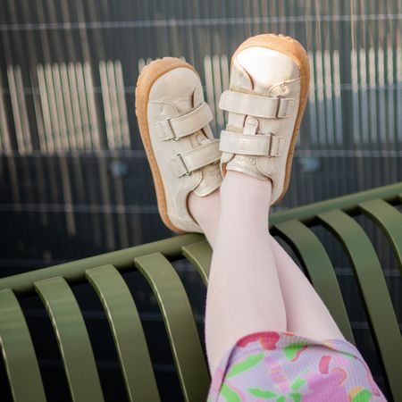 FRODDO TENISKY LEATHER D-VELCRO II Gold Shine | Dětské barefoot tenisky