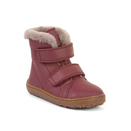 FRODDO KOTNÍKOVÉ ZIMNÍ FURRY BOOT Bordeaux | Dětské zimní zateplené barefoot boty