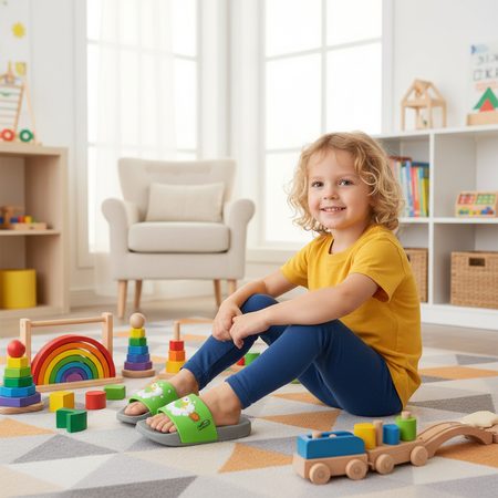 COQUI SLIPPERS RUKI Grey/Green | Children's Slippers