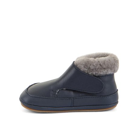 FRODDO ZIMNÍ CAPÁČKY FURRY WALKERS Dark Blue | Dětské první zateplené barefoot botičky