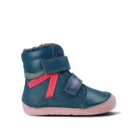 D.D.STEP W073-52306C Tmavě Modrá | Dětské zimní zateplené barefoot boty