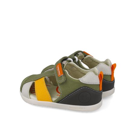 BIOMECANICS SANDÁLY WIDER CANVAS Khaki | Dětské barefoot sandály