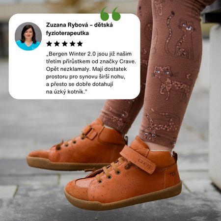 CRAVE BERGEN WINTER 2.0 Cognac | Dětské zimní zateplené barefoot boty