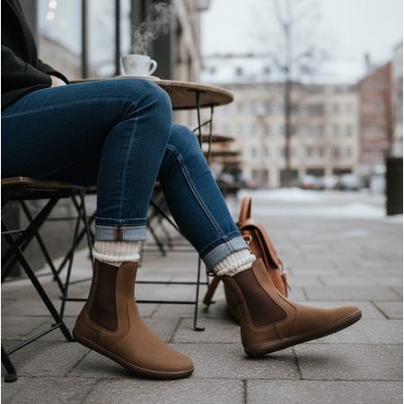 GROUNDIES CAMDEN Chocolate | Zateplené barefoot chelsea boty