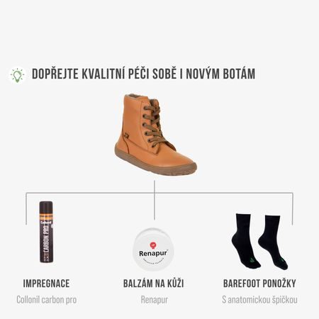 FRODDO VYŠŠÍ KOŽENÉ ZIMNÍ TEX LACES Cognac