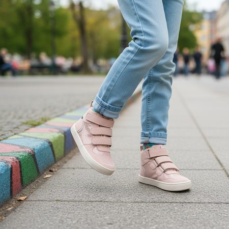 BUNDGAARD NERO MINI Old Rose Glitter | Dětské celoroční barefoot boty