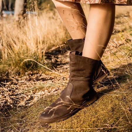 Barefoot Zateplené Kozačky GROUNDIES® Odessa GX1 Hnědé