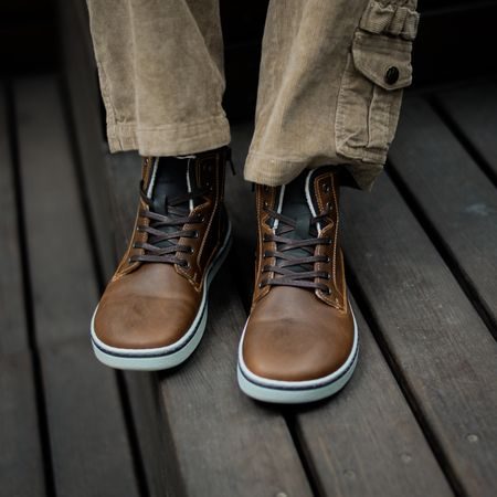 GROUNDIES AUSTIN Cognac/Navy | Pánské zimní zateplené barefoot boty