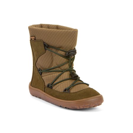 FRODDO ZIMNÍ TEX TRACK WOOL Olive | Dětské zimní zateplené barefoot boty