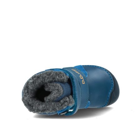 D.D.STEP W073-52306B Modrá | Dětské zimní zateplené barefoot boty