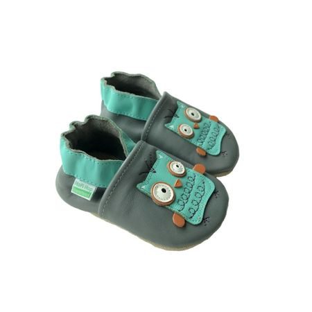 HOPI HOP KOŽENÉ CAPÁČKY SOVÍK ŠEDÉ 2