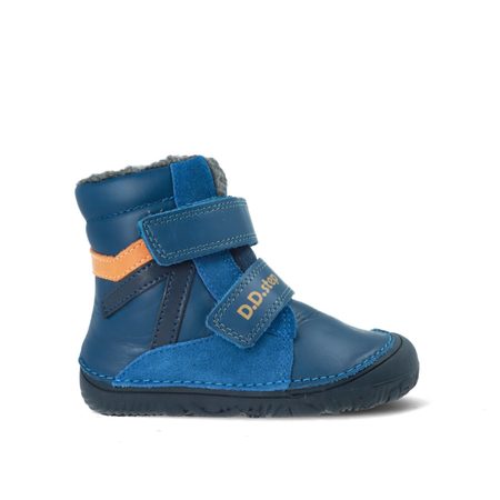 D.D.STEP W073-52306B Modrá | Dětské zimní zateplené barefoot boty