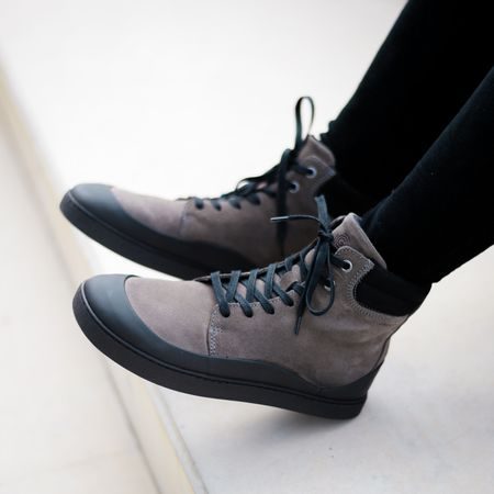 GROUNDIES TORINO Stone Black | Dámské zimní zateplené barefoot bot