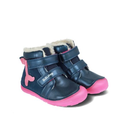 D.D.STEP W073-52684 Tmavě Modrá | Dětské zimní zateplené barefoot boty