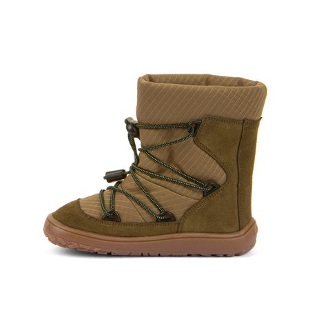 FRODDO ZIMNÍ TEX TRACK WOOL Olive | Dětské zimní zateplené barefoot boty