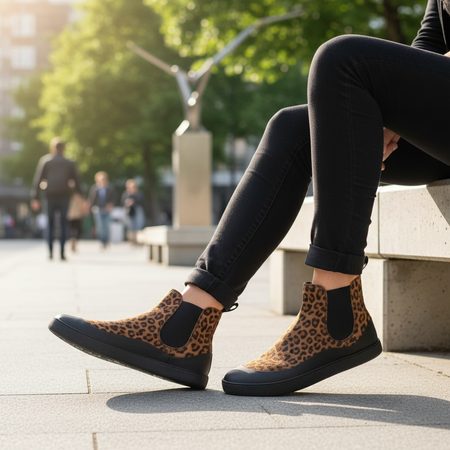 GROUNDIES SIENNA WOMEN Black Leo | Dámské barefoot chelsea boty