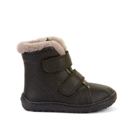 FRODDO KOTNÍKOVÉ ZIMNÍ FURRY BOOT Black | Dětské zimní zateplené barefoot boty