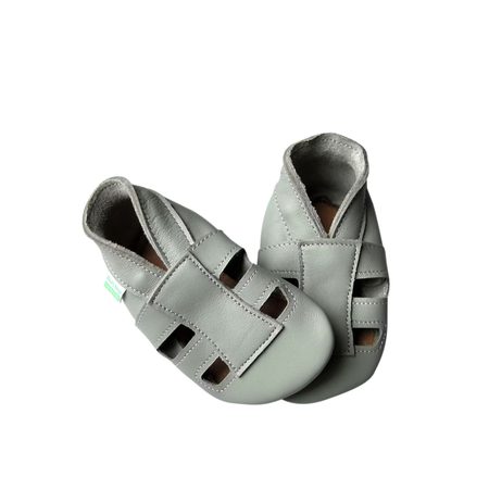 HOPI HOP BAREFOOT KOŽENÉ CAPÁČKY SANDÁLKY Světle Šedé | Dětské barefoot capáčky