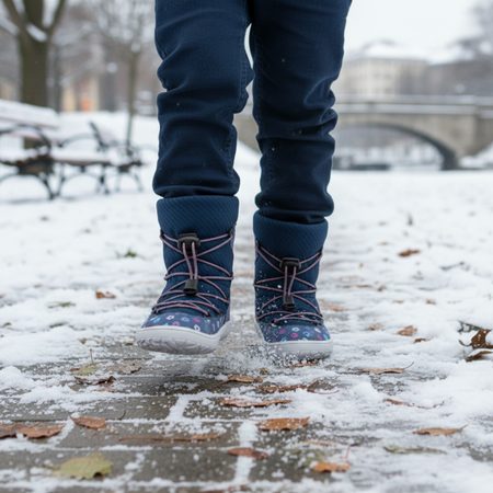 FRODDO ZIMNÍ TEX TRACK WOOL Denim+ | Dětské zimní zateplené barefoot boty