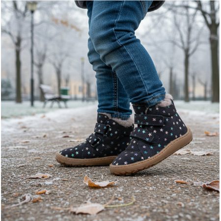 FRODDO ZIMNÍ FURRY Stars | Dětské zimní zateplené barefoot boty