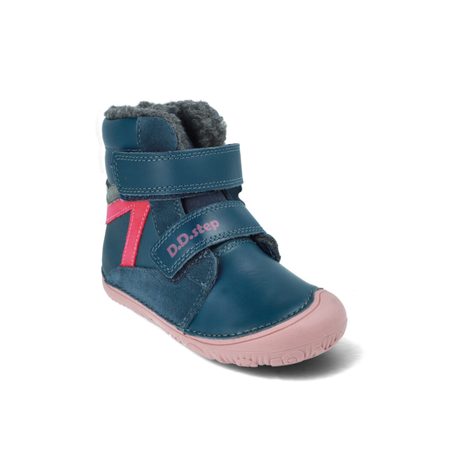 D.D.STEP W073-52306C Tmavě Modrá | Dětské zimní zateplené barefoot boty