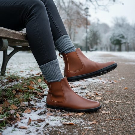 ANGLES NYX WINTER Brown | Barefoot zateplené chelsea boty