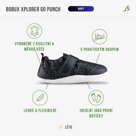 BOBUX XPLORER GO PUNCH Navy | Dětské barefoot tenisky
