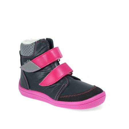 BEDA ZIMNÍ VYŠŠÍ EL Black/Pink - užší kotník | Dětské zimní zateplené barefoot boty 6