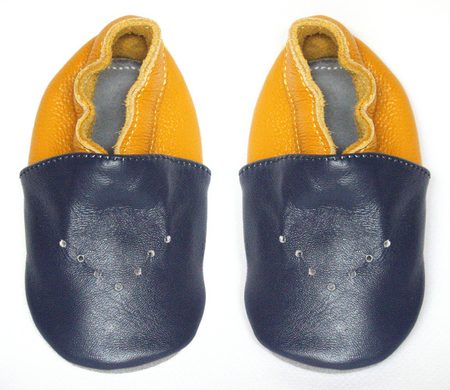 HOPI HOP LEATHER SLIPPERS Blue Yellow