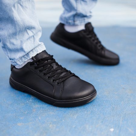 BAREBARICS BAREFOOT TENISKY ZOOM All Black Leather 11