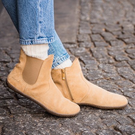 GROUNDIES CAMDEN Mid Beige| Chelsea zateplené barefoot boty 2