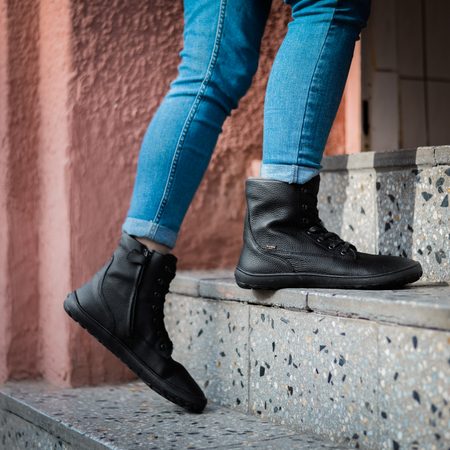 FRODDO VYŠŠÍ KOŽENÉ Zimní Black | Dámské zimní zateplené barefoot boty 7