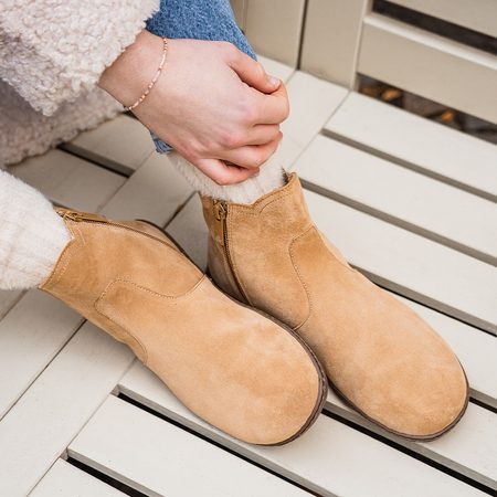 GROUNDIES CAMDEN MID WOMEN Beige | Dámské chelsea zateplené barefoot boty