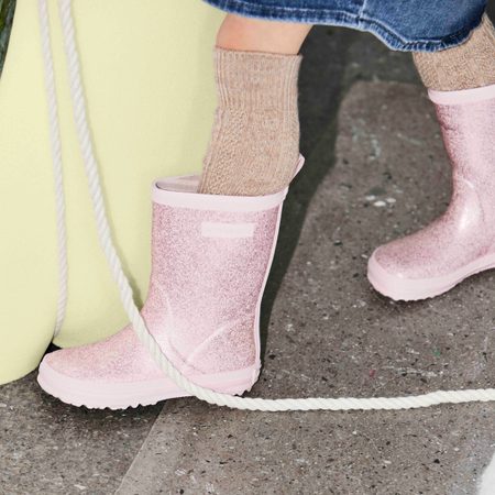 BUNDGAARD CLASSIC RUBBER BOOT Rose Sparkle | Dětské barefoot holínky