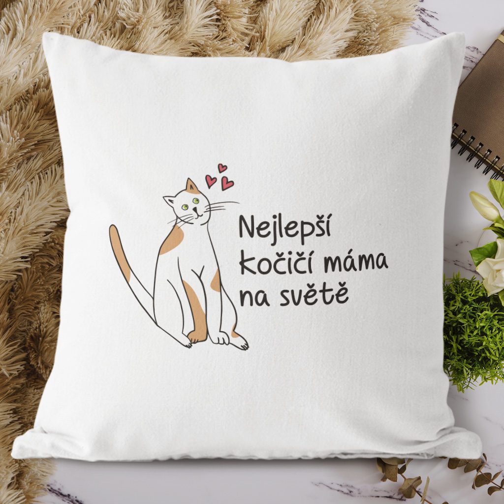 Czechdeals.cz - Polštářek Nejlepší kočičí máma na světě - Milovník koček -  Zvířecí motivy, Dle povolání a zájmů, Dárky