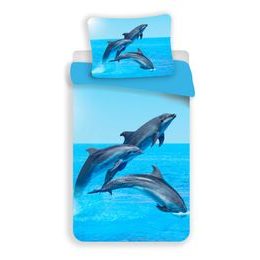 3D povlečení 140x200, 70x90 cm - Skákající delfíni