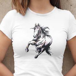 Dámské bílé tričko Running horse