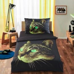 3D povlečení 140x200, 70x90 cm - Zelená kočka