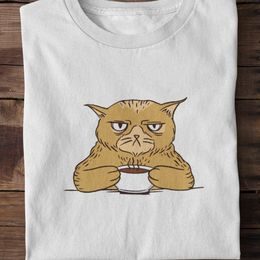 Dámské / pánské tričko Grumpy coffee cat
