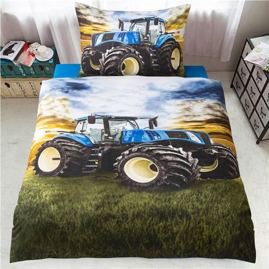 3D povlečení 140x200, 70x90 cm - Traktor na trávě