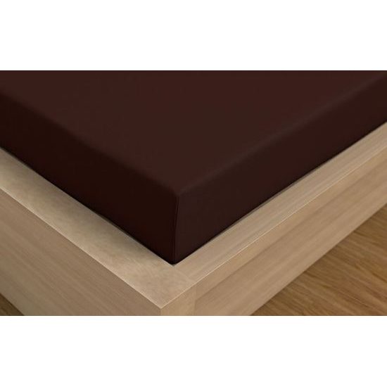 Saténové prostěradlo (180 x 200 cm) - Tmavě hnědá / čokoládová