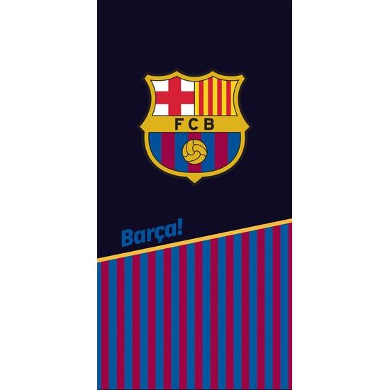 Fotbalová osuška 70x140 cm - FC Barcelona Black Half and Stripes