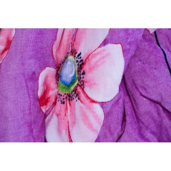 Mikroplyšové povlečení 140x200 cm, 70x90 cm - Flower fialové
