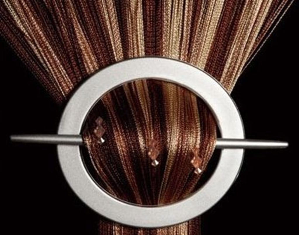 Provázková záclona Luxury Duo efekt s korálky- capucino - 160cm  300cm