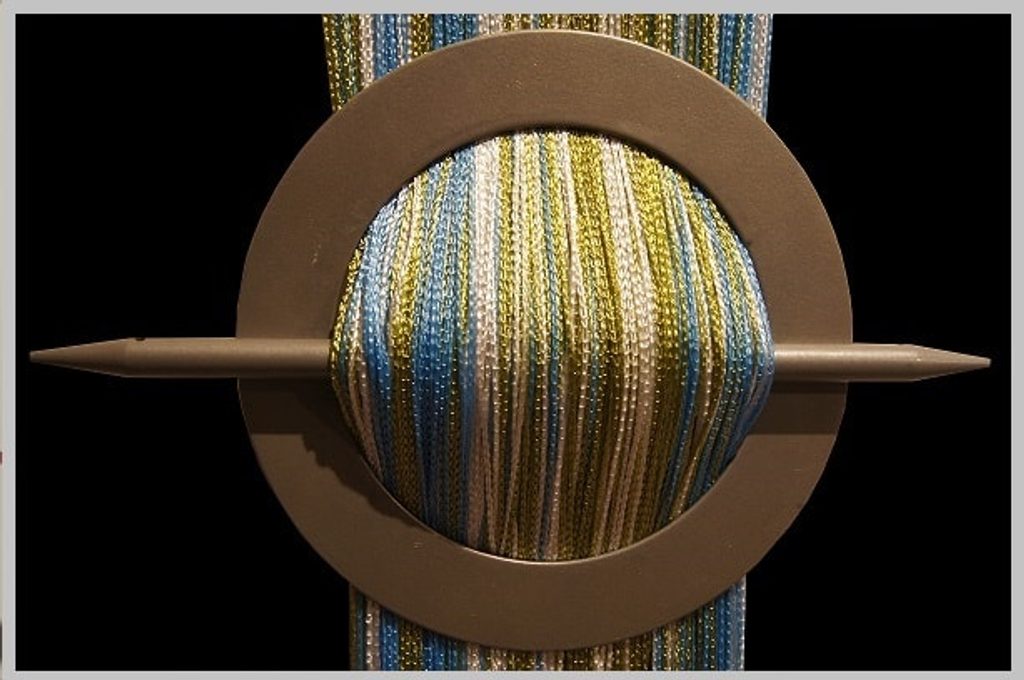 Provázková záclona De Luxe trio-effect-bílá-olivová-modrá - 160x100