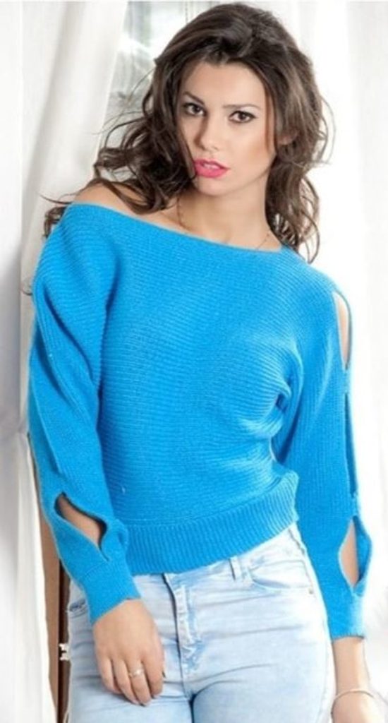 Dámský módní sexy svetřík s prostřihy - UNI (S-L)  Blue